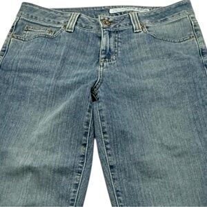 DKNY Jeans Straight Leg Denim Womens 32 Blue Mid Rise Crop Stretch Cuffed